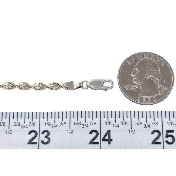 Herringbone sterling silver 925 - Gem Estate Italy Sterling Silver 925 3.5mm Twisted Herringbone Chain Necklace 24\